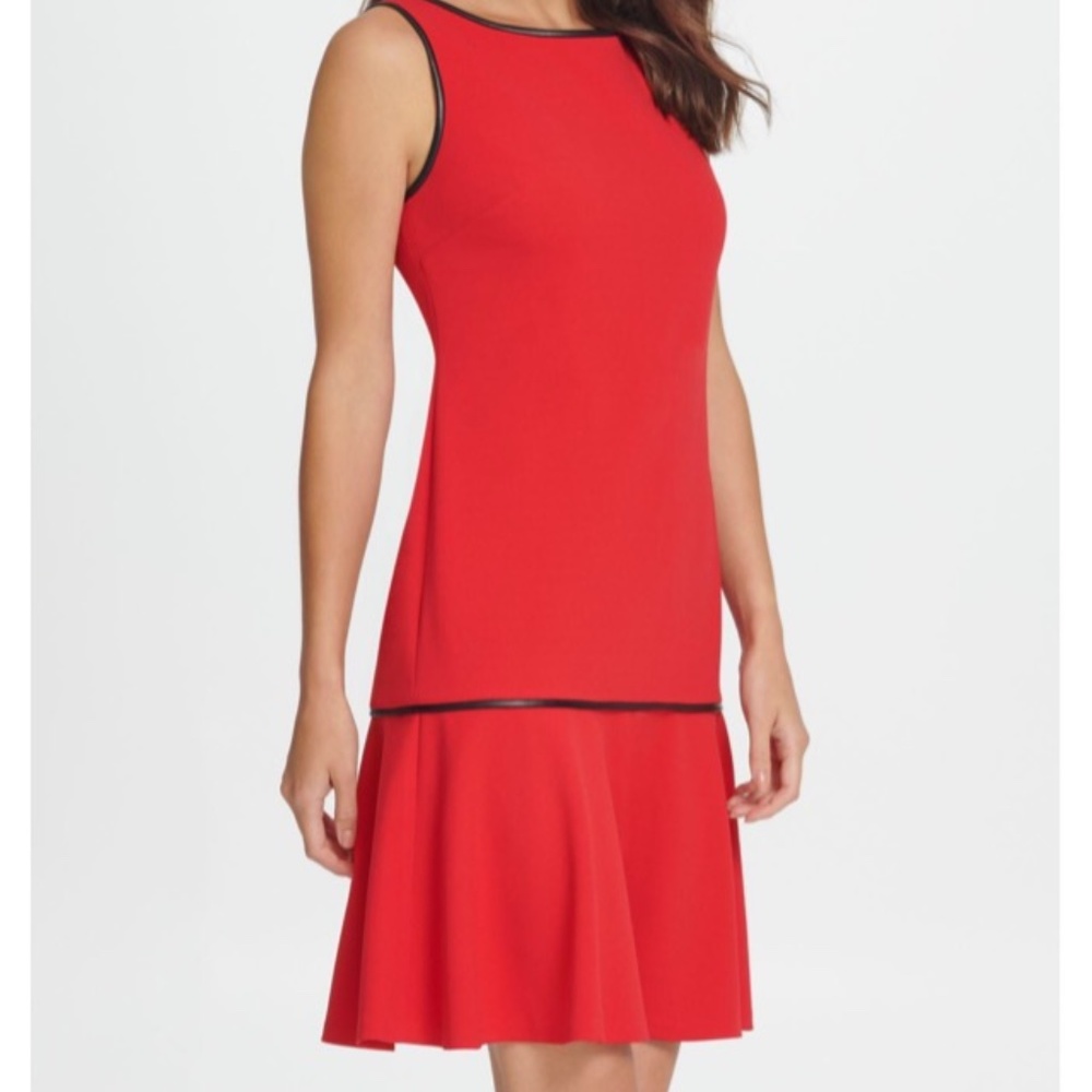 DKNY Piped Flounce Hem Sheath Dress